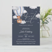 Bearly Wait Teddy Bear Air Ballon Babydusche Einladung (Stehend Vorderseite)