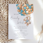 Bearly Wait Teddy Bear Baby Dusche Blue Ballon Einladung