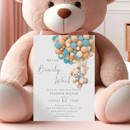 Bearly Wait Teddy Bear Baby Dusche Blue Ballon Einladung