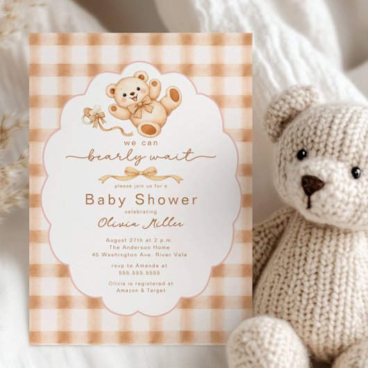 Bearly Wait Teddy Bear Baby Shower Invite Einladung
