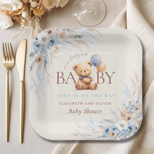 Bearly Wait Teddy Bear Baby Shower Table Decor Pappteller