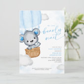 Bearly Wait Teddy Bear Balloon Baby Dusche Einladung (Stehend Vorderseite)