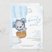 Bearly Wait Teddy Bear Balloon Baby Dusche Einladung (Vorne/Hinten)