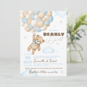 Bearly Wait Teddy Bear Balloon Baby Dusche Einladung (Stehend Vorderseite)