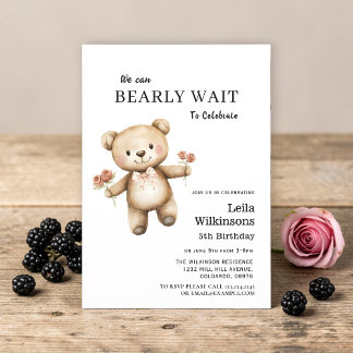 Bearly Wait Teddy Bear Birthday Invitation Einladung