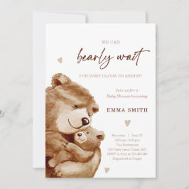 Bearly Wait Teddy Bear Boho Neutral Baby Shower Einladung