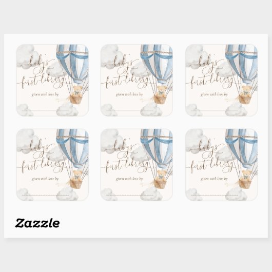 Bearly Wait Teddy Bear First Library Buchzeichen Quadratischer Aufkleber (Blatt)