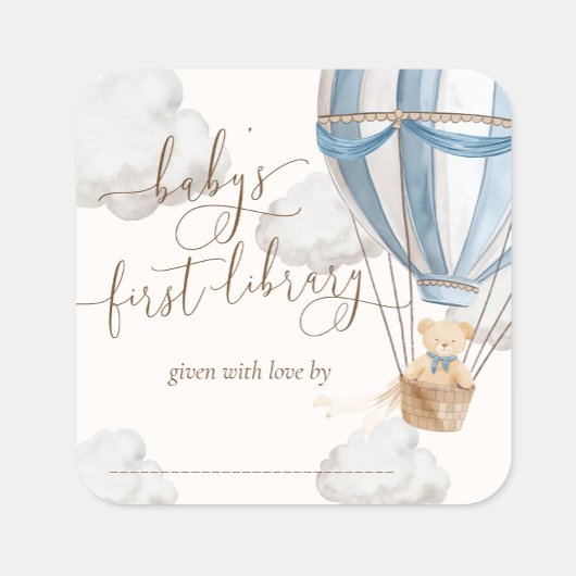 Bearly Wait Teddy Bear First Library Buchzeichen Quadratischer Aufkleber