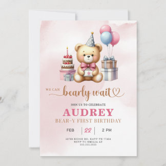 Bearly Wait Teddy Bear Geburtstag Einladung