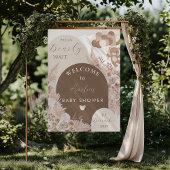 Bearly Wait Teddy Bear Neutral Boho Shower Backdro Wandteppich