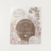 Bearly Wait Teddy Bear Neutral Boho Shower Backdro Wandteppich (Vorderseite)