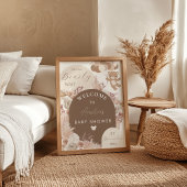 Bearly Wait Teddy Bear Neutral Boho Shower Welcome Poster