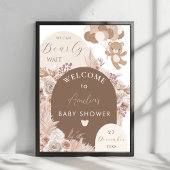 Bearly Wait Teddy Bear Neutral Boho Shower Welcome Poster