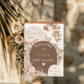 Bearly Wait Teddy Bear Neutral Boho Shower Welcome Poster