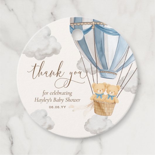 Bearly Wait Teddy Bear Thank You Twins Baby Shower Geschenkanhänger (Vorderseite)