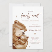 Bearly Wait Teddybär Boho Neutral Babyparty Einladung (Vorderseite)