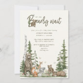 Bearly Wait Woodland Animals Baby Dusche Einladung (Vorderseite)