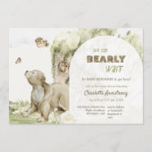 Bearly Wait Woodland Bear Baby Shower Einladung (Vorderseite)
