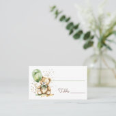 Bearly Warte tedgreen Baby Dusche Platzkarte (Stehend Vorderseite)