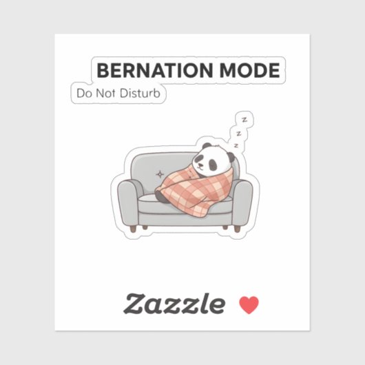 Bearnation Mode Panda Sticker – Lazy Vibes (Blatt)