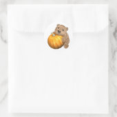 BearPumpkin Runder Aufkleber (Tasche)