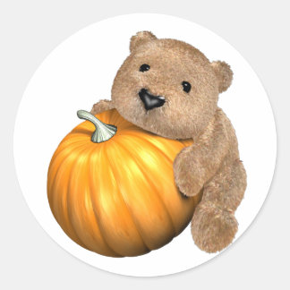 BearPumpkin Runder Aufkleber