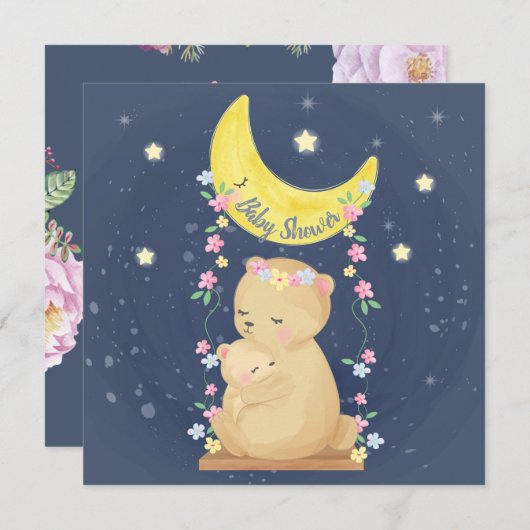 Bears Baby Shower Einladung (Vorne/Hinten)