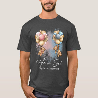 Bears Balloons Big Sis kann frühes Abwarten Gender T-Shirt