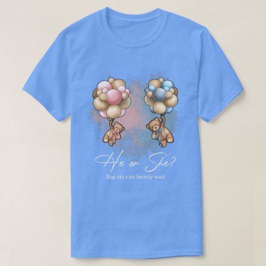 Bears Balloons Big Sis kann frühes Abwarten Gender T-Shirt (Design vorne)