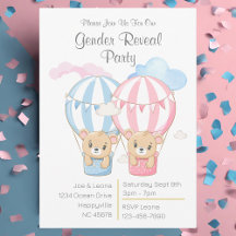 Bears & Balloons Gender-Party Einladung