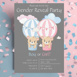 Bears & Balloons Gender-Party Einladung