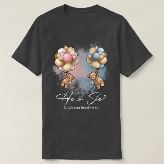 Bears Balloons Uncle Can Bearly Wait Gender Reveal T-Shirt (Design vorne)