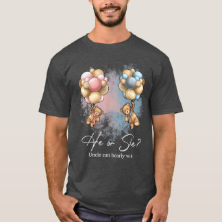 Bears Balloons Uncle Can Bearly Wait Gender Reveal T-Shirt
