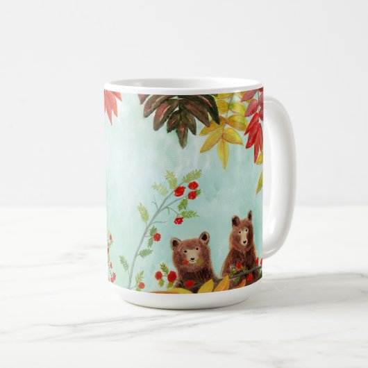 Bears Eating Red Rowan Berries Kaffeetasse (VorderseiteRechts)