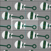 Bears Green Kariert Baby Rattle on Grey Stoff (Kachel)