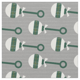 Bears Green Kariert Baby Rattle on Grey Stoff