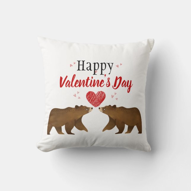 Bears & Hearts Valentinstag Kissen (Vorderseite)