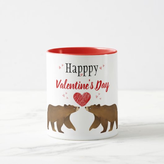 Bears & Hearts Valentinstag Tasse (Zentrum)