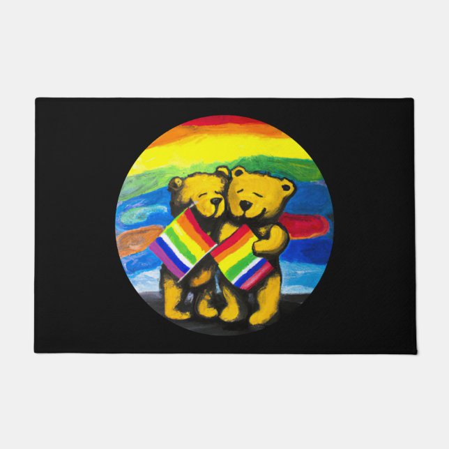 Bears Liebe LGBT-Regenbogenflagge Fußmatte (Vorderseite)