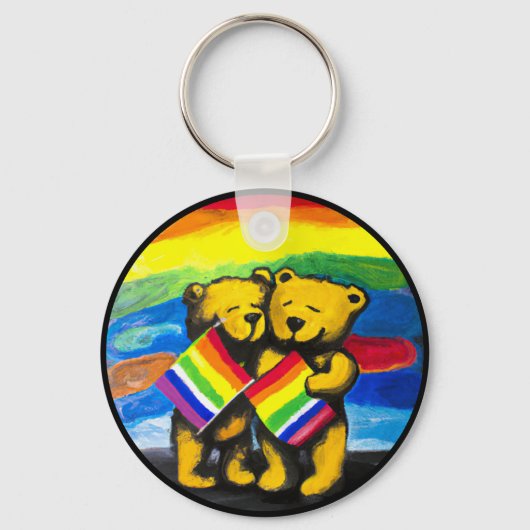 Bears Liebe LGBT-Regenbogenflagge Schlüsselanhänger (Vorderseite)