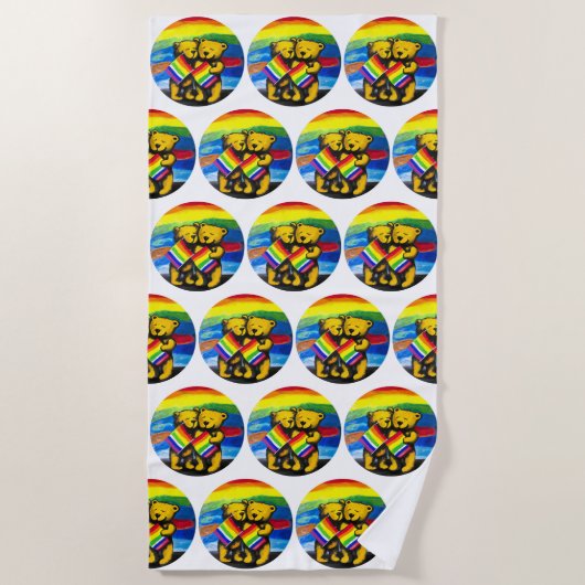Bears Liebe LGBT-Regenbogenflagge Strandtuch (Vorderseite)