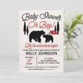 Bears Lumberjack Baby Dusche Einladung (Stehend Vorderseite)