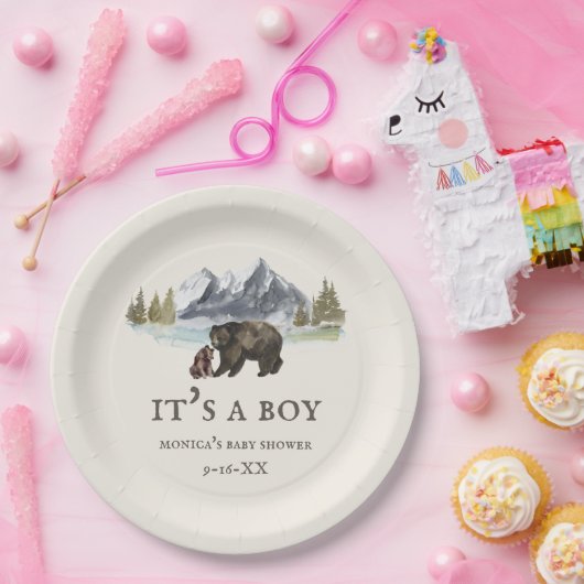 Bears Mountains Babydusche Pappteller (Party)