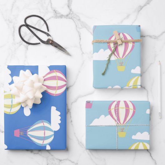 Bears & Rabbit Hot Air Ballon Day Out Geschenkpapier Set (Vorderseite)