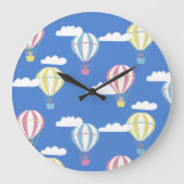 Bears & Rabbit Hot Air Ballon Day Out Große Wanduhr (Vorderseite)