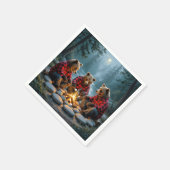 Bears Roasting Marshmallows Serviette (Ecke)