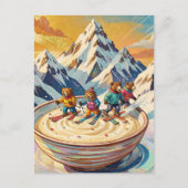 bears ski to a bowl of porridge postkarte (Vorderseite)