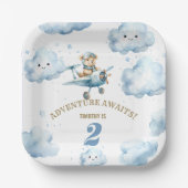 Bear's Skyward Soiree: 2ND Birthday Paper Plate Pappteller (Vorderseite)