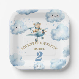 Bear's Skyward Soiree: 2ND Birthday Paper Plate Pappteller