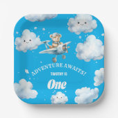 Bear's Skyward Soiree: Erste Geburtstagspulte Pappteller (Vorderseite)